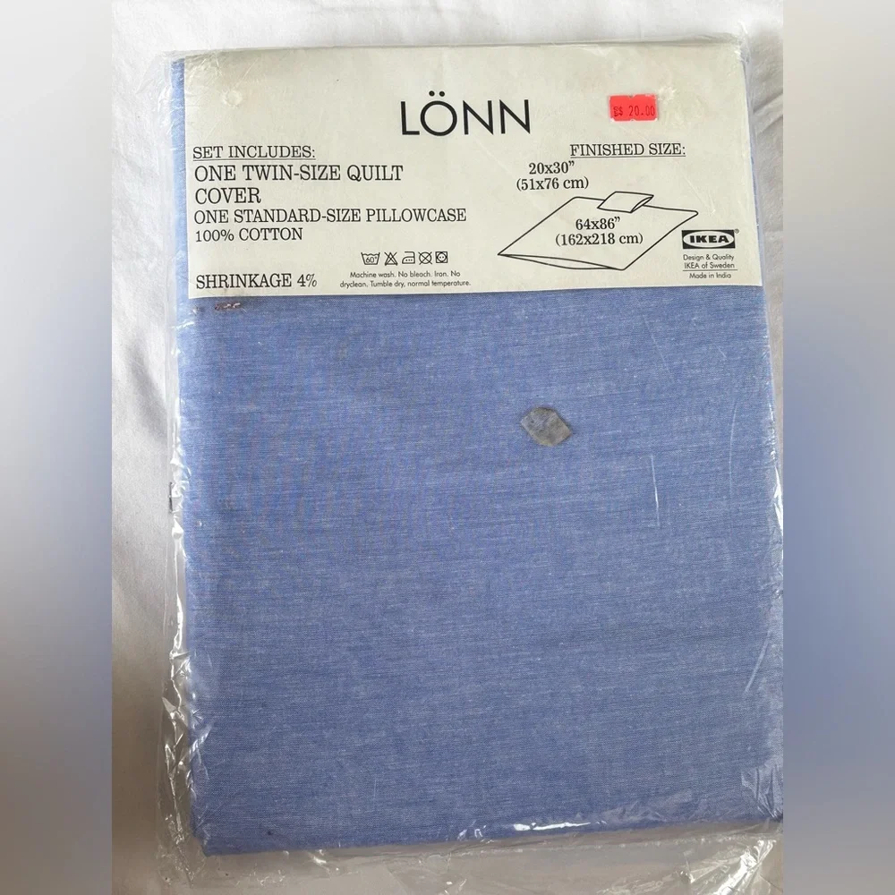 IKEA LÖNN Quilt Cover Set in Soft Blue
